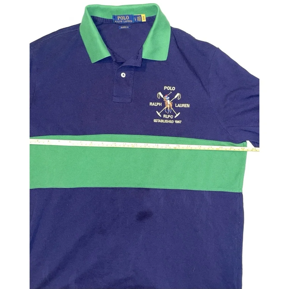 Polo Ralph Lauren Mens L Big Pony Crest Short Sleeve Classic Fit Polo Shirt Navy